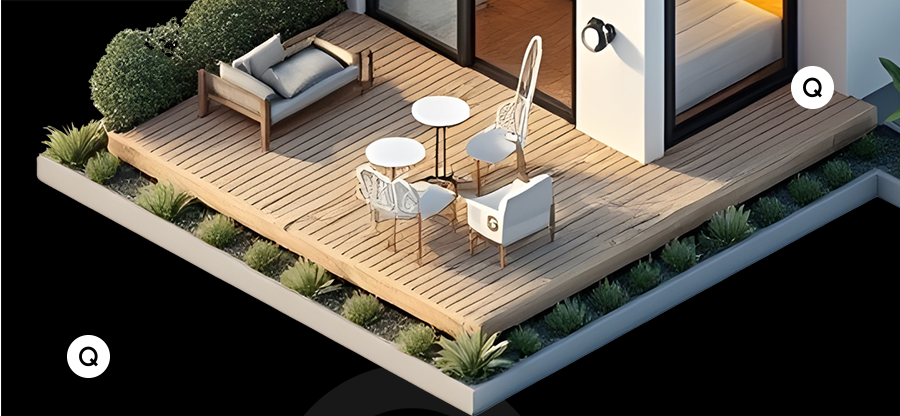 Garden furniture on a nice modern veranda